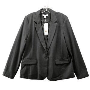 NWT Liz Claiborne Suit Jacket Blazer Womens 18 Charcoal Heather Gray One Button